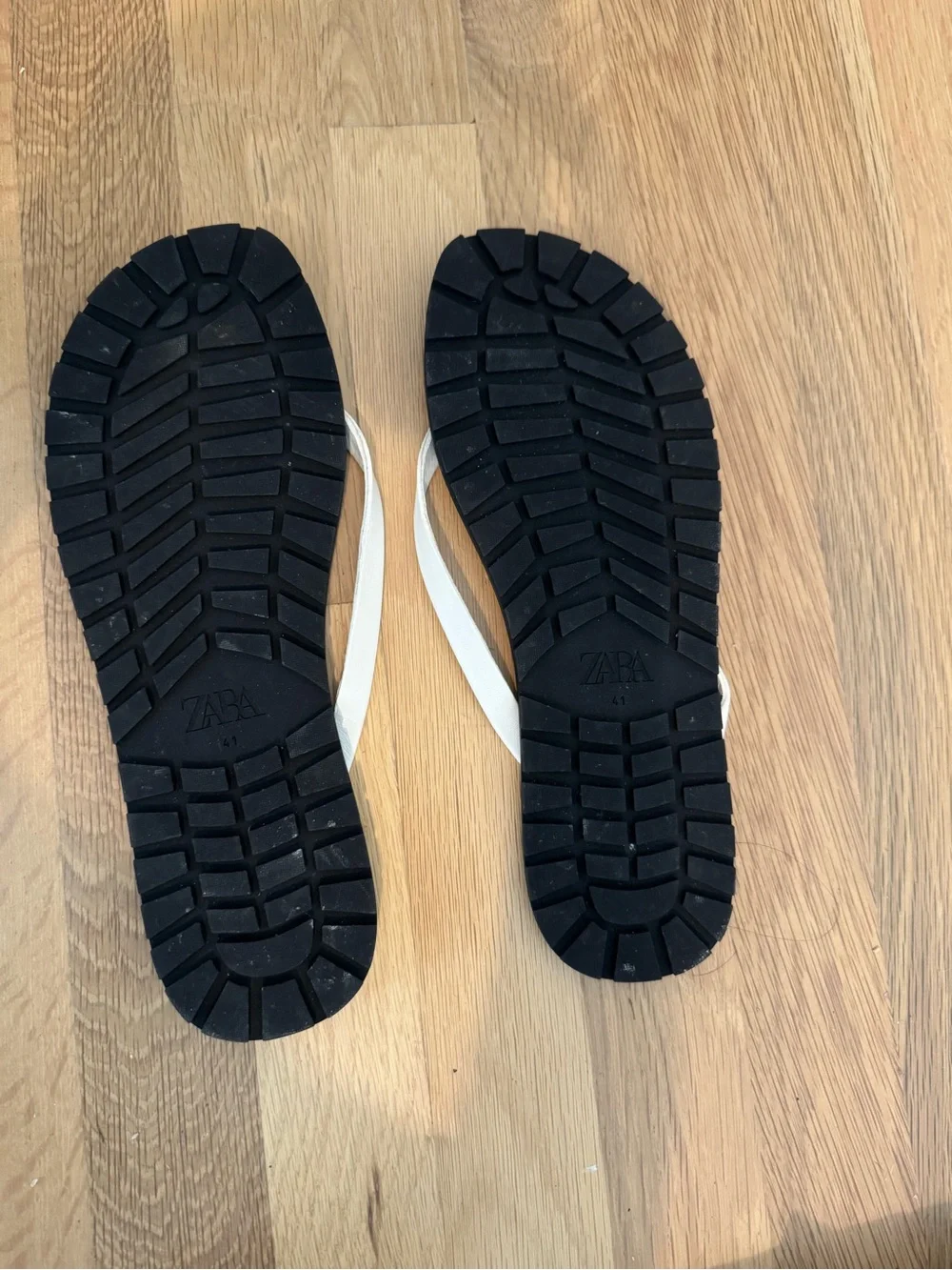 Zara Black Footbed White Strap Women's Sandals - Picture 2 of 2